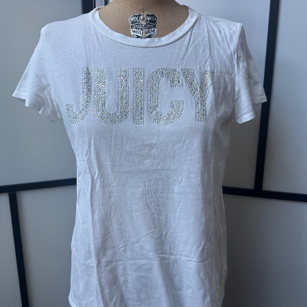 Vintage Juicy Couture T-Shirt, Metallic Stoned Logo, Made in Vietnam - Women, L